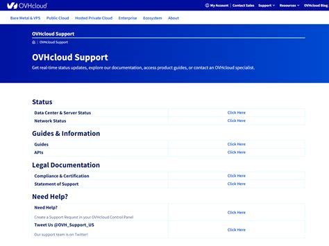 OVHcloud support tiers and contact options for US customers