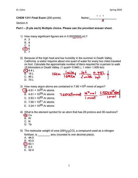 Oars Chemistry Final Answers PDF