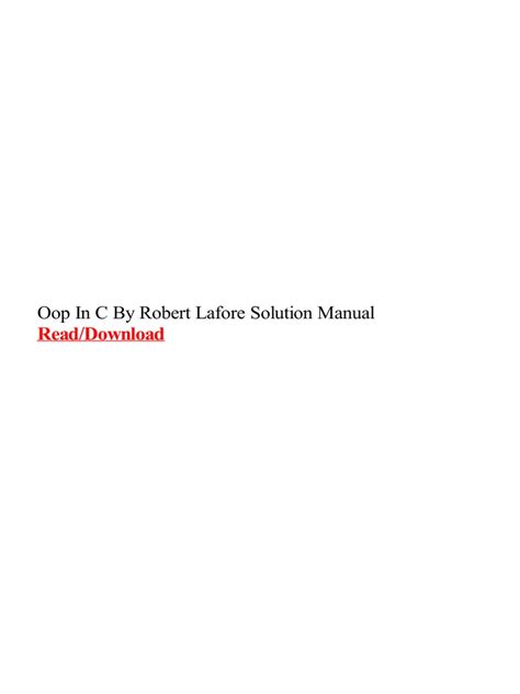 Object Oriented Programming Robert Lafore Solutions Manual Ebook Doc