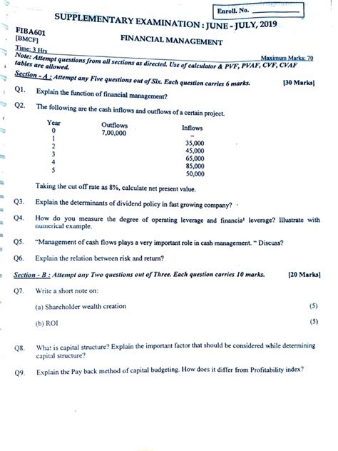 Objective Questions And Answers Of Financial Management Reader