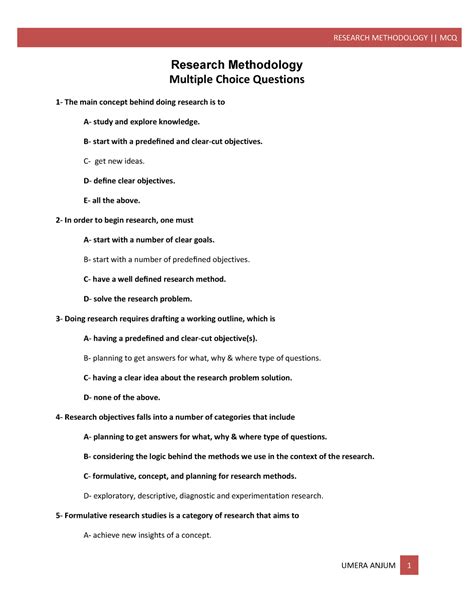 Objective Questions And Answers Of Method Research PDF