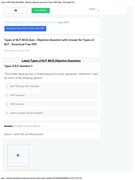 Objective Type Question On Bjt With Answers Doc