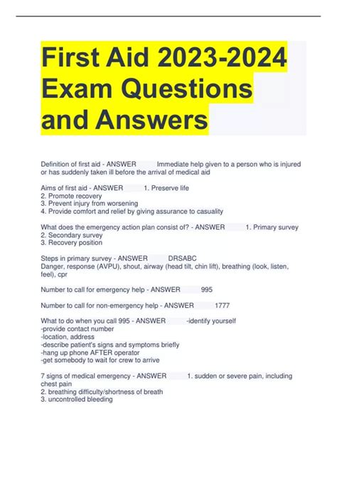 Occupational First Aid Test Questions And Answers Kindle Editon