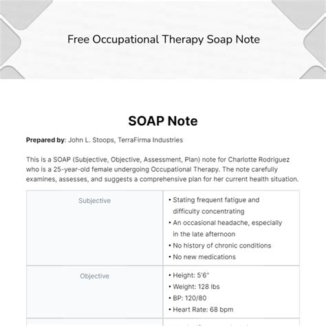 Occupational Therapy Soap Note Template
