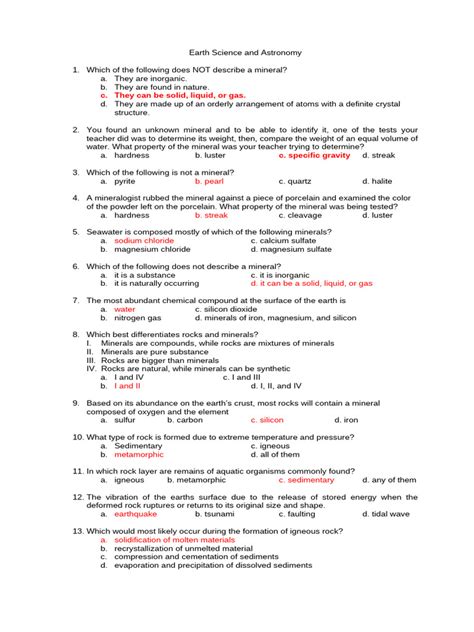 Odysseyware Answer Key Earth Science Reader