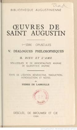 Oeuvres De Saint Augustin V Dialogues Philosophiques II Dieu Et l Ame Epub