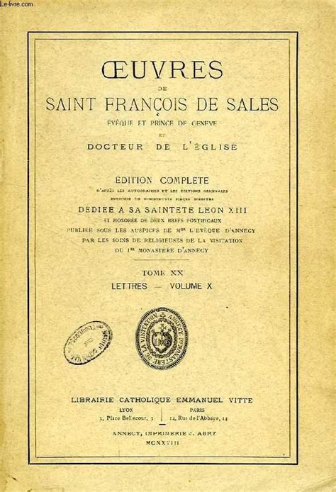 Oeuvres de Saint Fran OIS de Sales ...... Doc