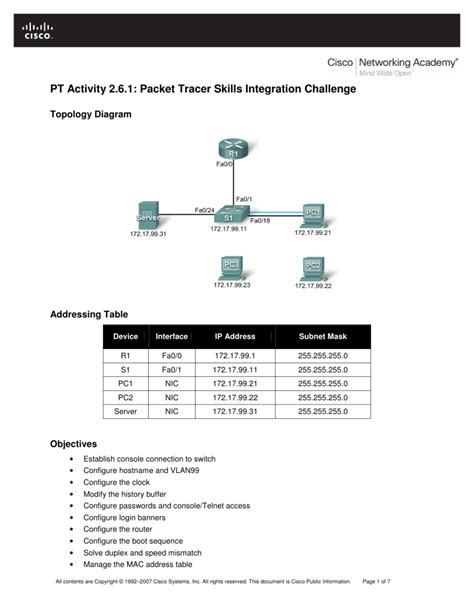 Of Activity 2 6 1 Packet Tracer Skills Integration Challenge Answer Epub