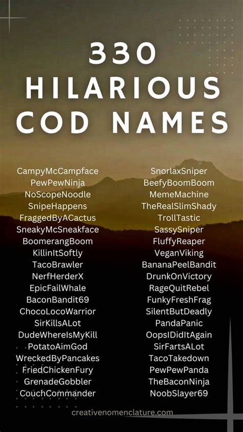 Offensive Cod Names: A Hilarious Guide