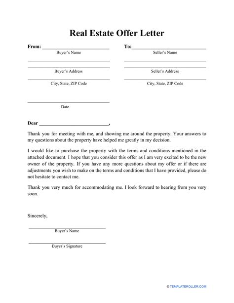 Offer Letter Real Estate Template