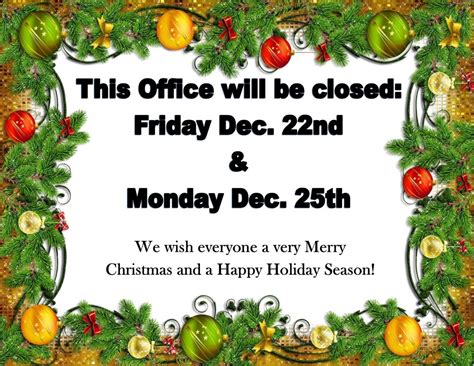 Office Closed For Holiday Message Template