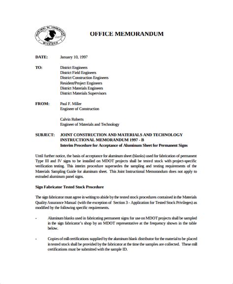 Office Memo Template