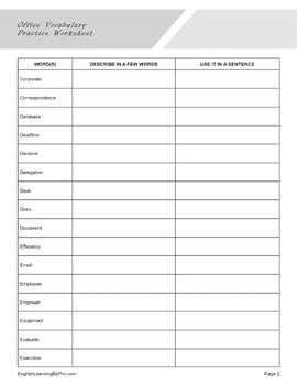 Office Worksheets Printable