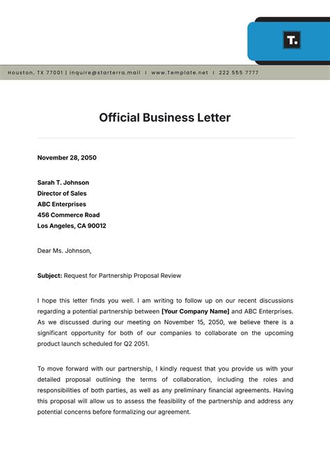 Official Business Letter Template