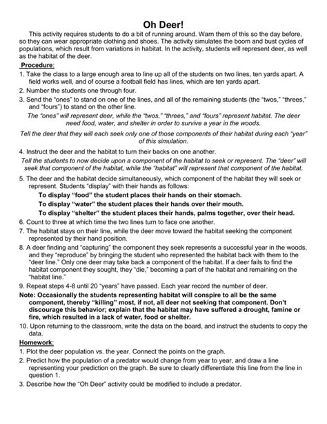 Oh Deer Population Cycle Lab Answer Sheet Kindle Editon