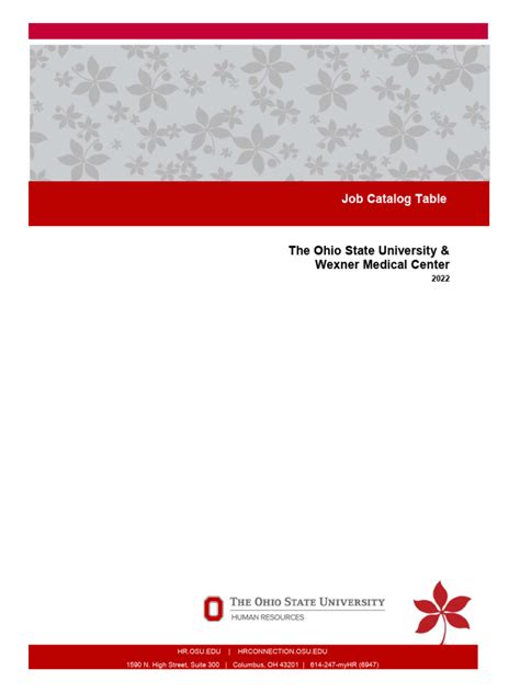Ohio State Job Catalog And Job Code Table