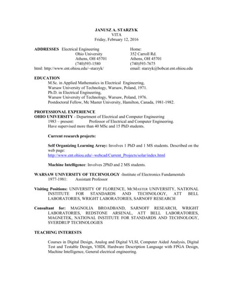 Ohio University Resume Template