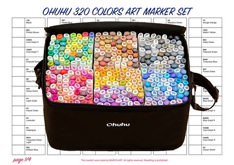 Ohuhu Honolulu 320 Color Chart