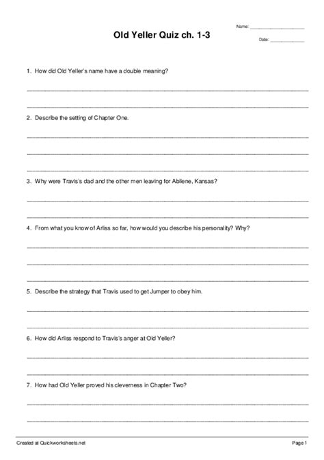 Old Yeller Questions And Answers Epub