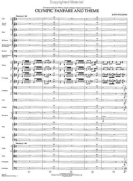 Olympic Fanfare and Theme Symphonic Orchestral Score Epub