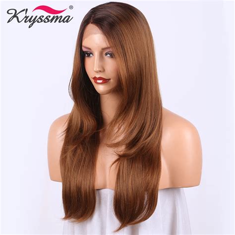 Ombre Dark Brown to Light Brown Wig #35 Long Wave Heat Resistant Wig with Bangs for Women Cosplay Halloween Dress Party Wigs 2025