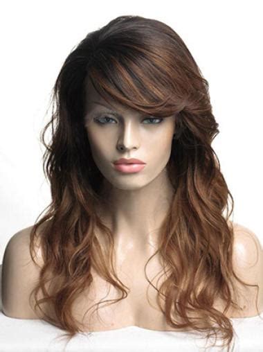 Ombre Hair Color Monofilament Top Long Wavy Human Hair Wigs