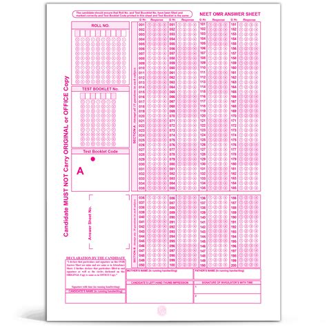 Omr Answer Sheet Of Neet 2013 Reader