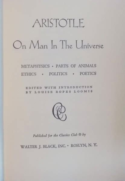 On Man In The Universe Metaphysics Ethics Poetics Politics Parts of Anim Epub