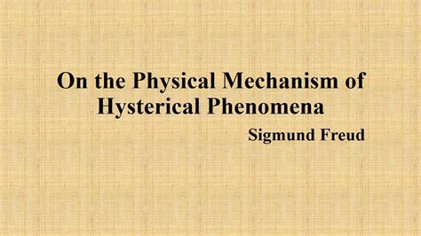 On the Psychical Mechanism of Hysterical Phenomena Epub