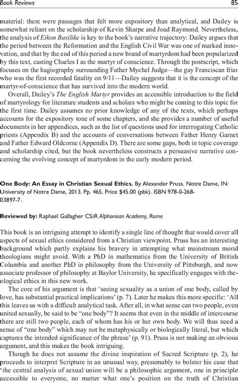 One Body An Essay in Christian Sexual Ethics Doc