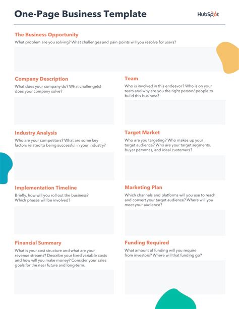 One Page Business Template