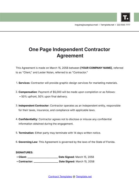 One Page Contract Template