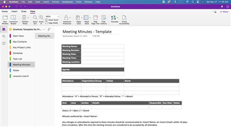 Onenote Meeting Notes Template