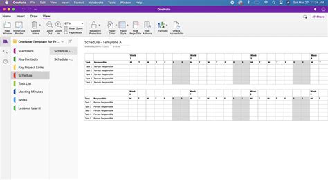 Onenote Project Management Template