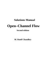 Open Channel Flow Chaudhry Solution Manual Ebook Epub