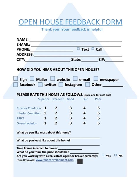 Open House Feedback Form Template