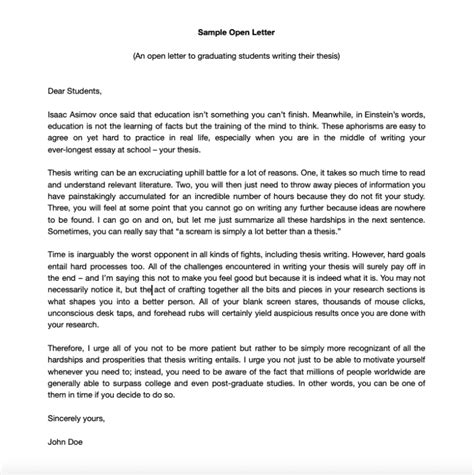 Open Letter Template