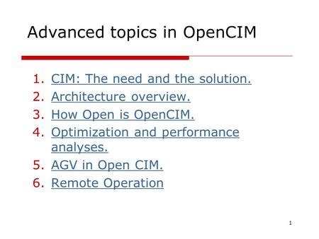 Open System Architecture for CIM Theory, Instruments and Methods Doc