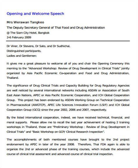 Opening Speech Template