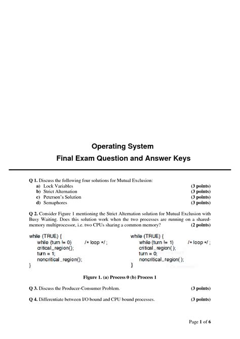 Operating System Final Exam Solution Doc