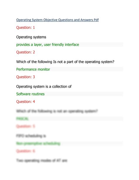 Operating System Objective Questions Answers Doc