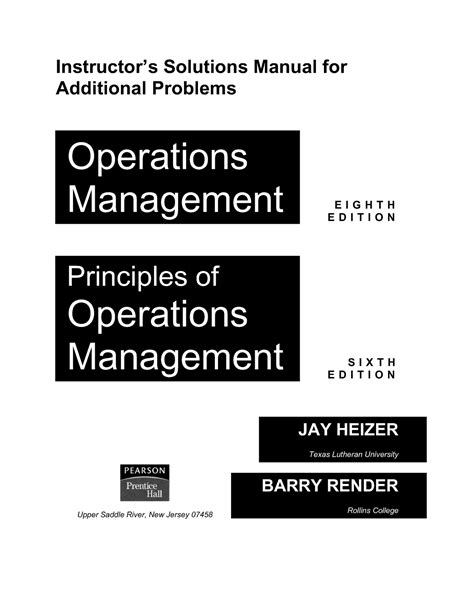 Operation Management Heizer Solution For Chapter4 Kindle Editon