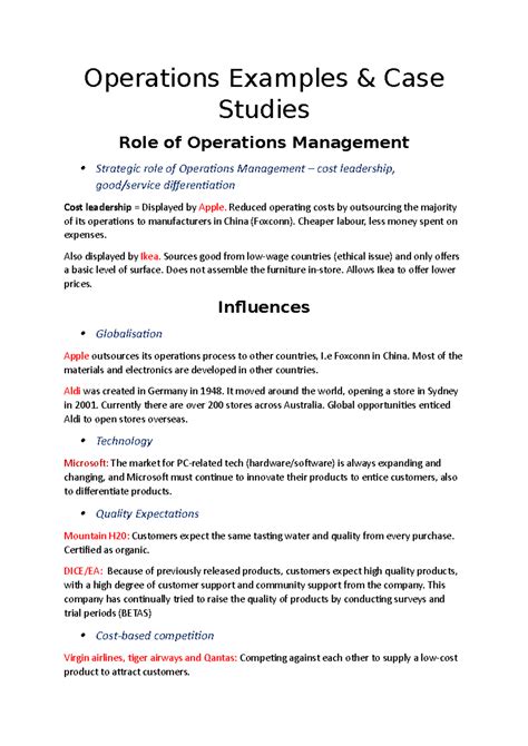 Operations Management Eleni Case Studies With Answers Epub