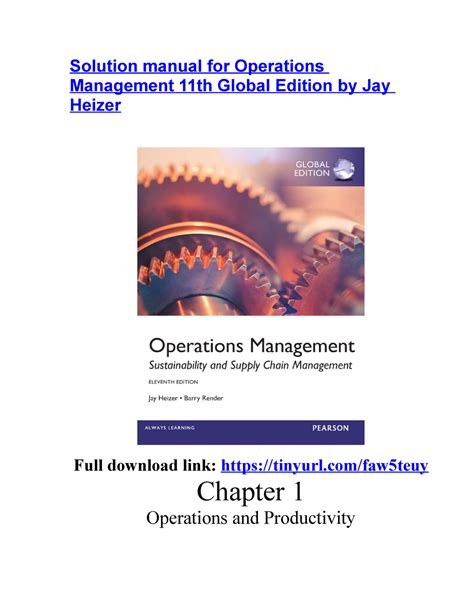 Operations Management Heizer Solution Manual Epub