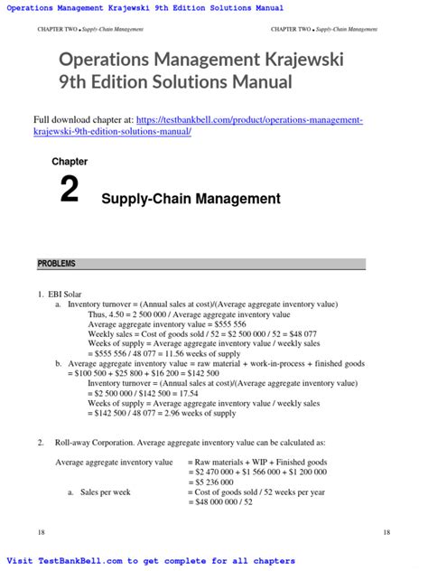 Operations Management Krajewski Solutions Manual 9th Edition Kindle Editon