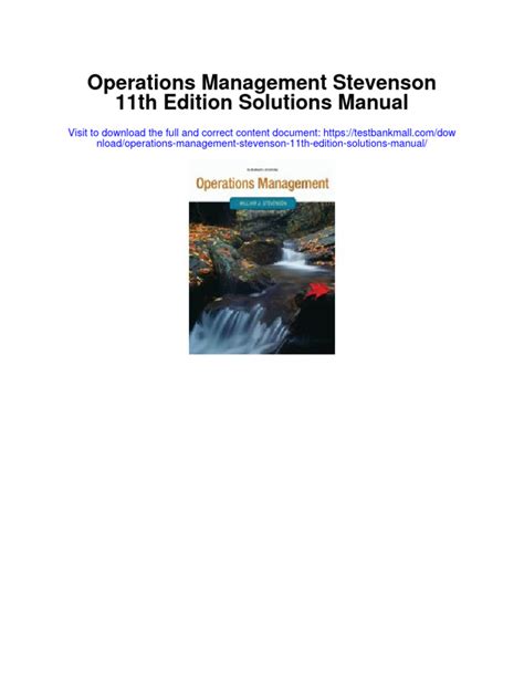 Operations Management Stevenson 11th Edition Solutions Manual PDF Kindle Editon