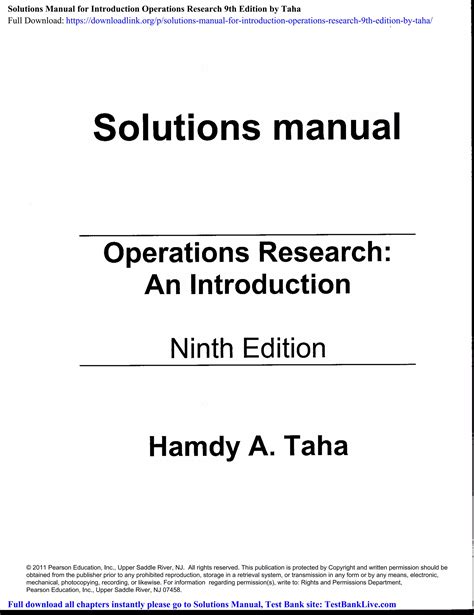 Operations Research By Taha Solution Manual Reader