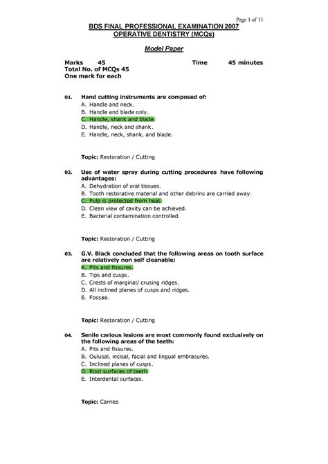 Operative Dentistry Mcq With Answers Uk Reader