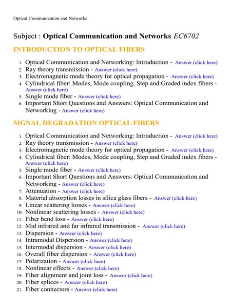 Optical Communication And Networks Important Question Answers Kindle Editon