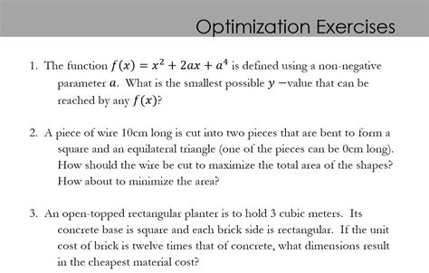 Optimization Exercises Reader